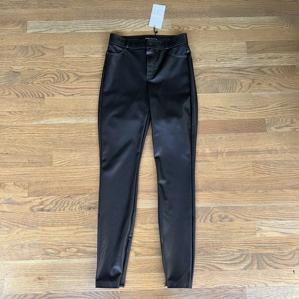 Brand new Zara leather pants with ankle zipper